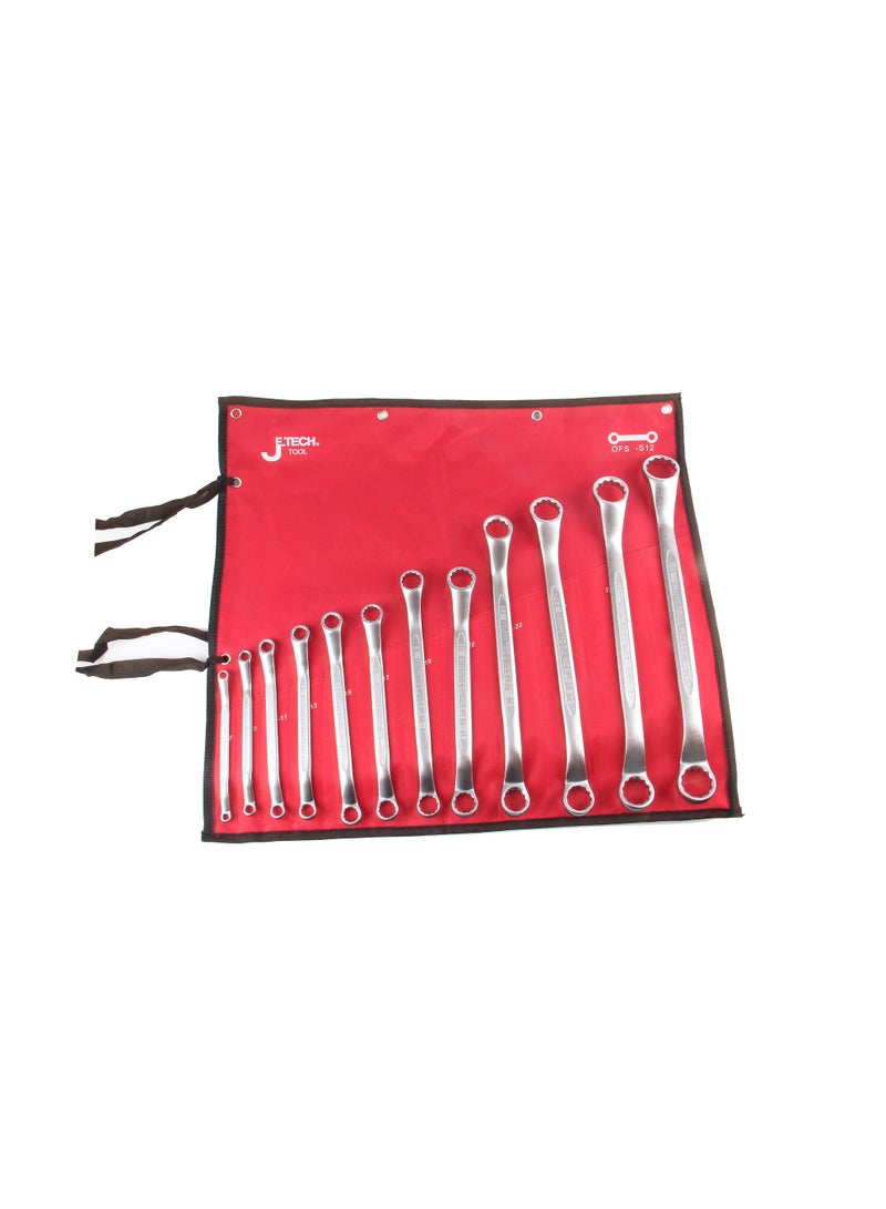 jetechtool Jetech 12-Piece Double Open Wrench Set - Metric sizes 6-32mm - High Strength Sand Blasted Cr-V Steel Spanner Set with Rolling Pouch - OWS-S12 - Image 2